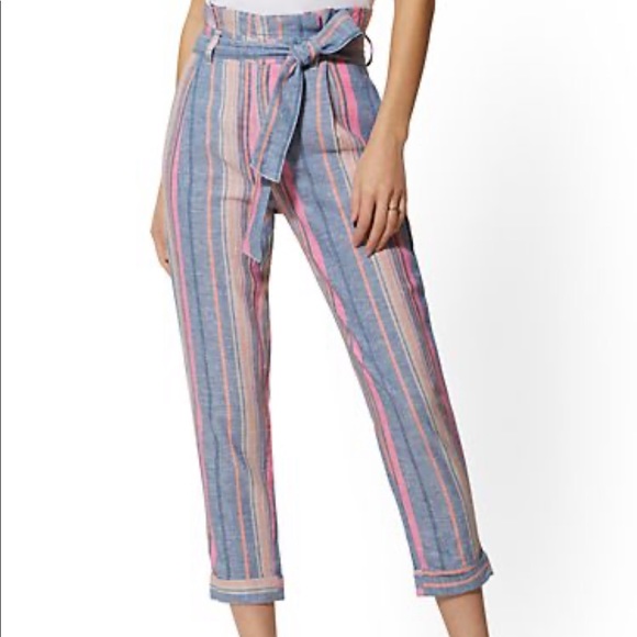 New York & Company Pants - NY&Co Paperbag Waist Belted  Linen Blend Pant